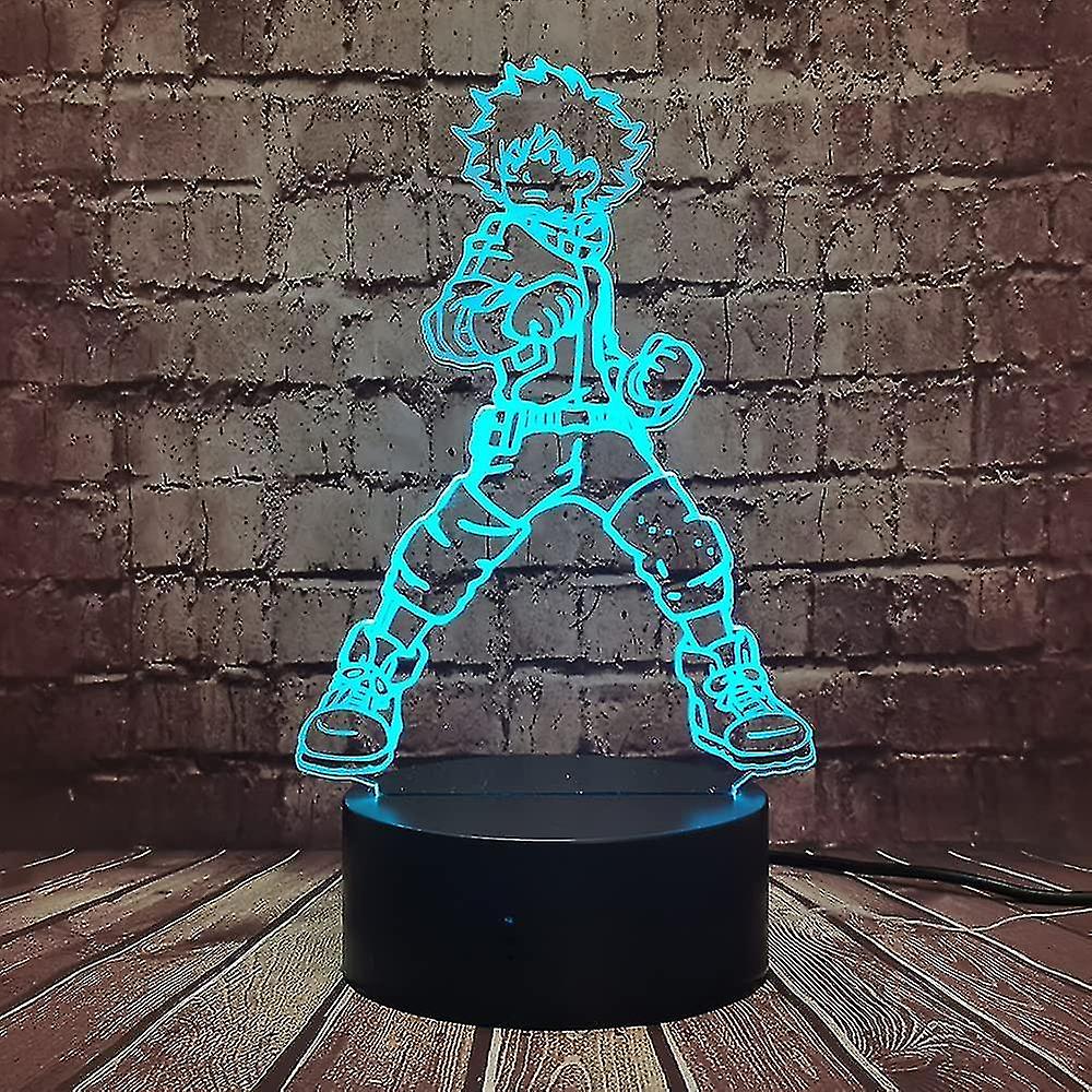 Deku Midoriya Izuku 3d Led Night Light Acrylic Visual Lamp 16 Color Table Lamp Children Safe Sleep M