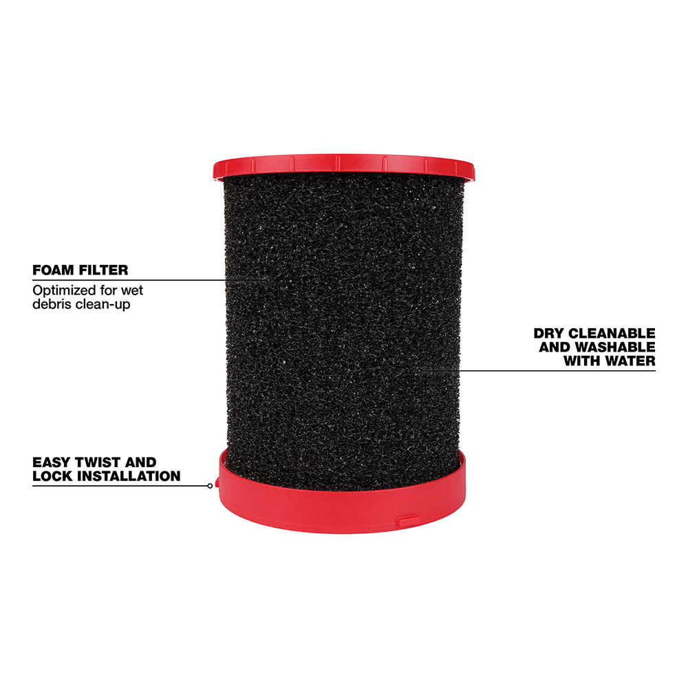 Milwaukee Large Wet/Dry Vacuum Foam Wet Filter