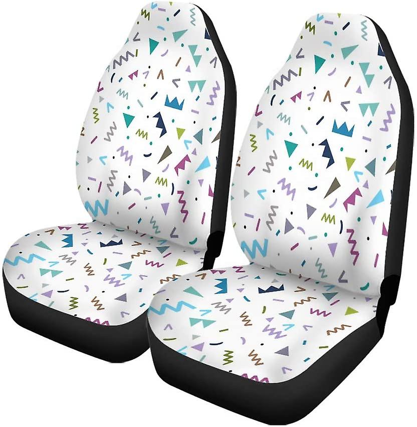 Set Of 2 Car Seat Covers Geometric Shapes The Universal Auto Front Seats Protector Fits For Car，suv Sedan，truck