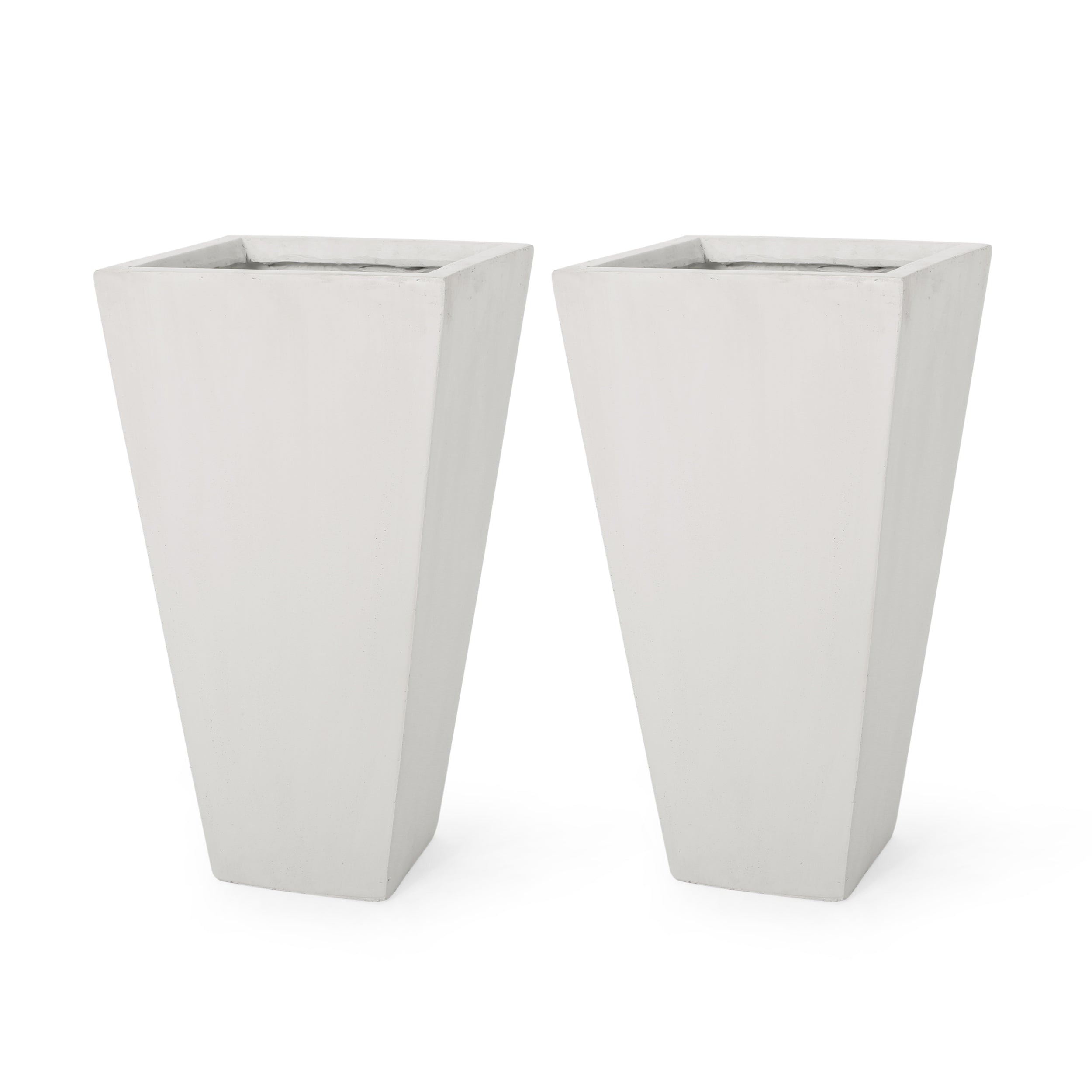 Toland Outdoor Modern Cast Stone Planters (Set of 2)