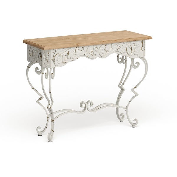 White Iron Farmhouse Console Table 32 x 42 x 16