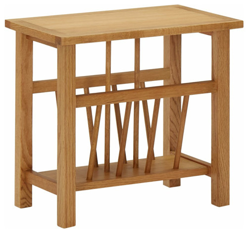 vidaXL End Table Side Table with Magazine Rack Storage Table Solid Oak Wood   Transitional   Side Tables And End Tables   by vidaXL LLC  Houzz