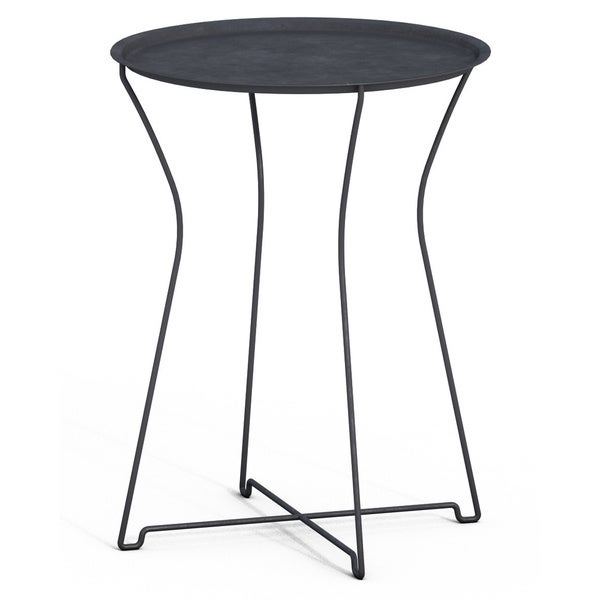 Atlantic Metal Round Side Tray Table; Removeable Tray Top， Decor， Wire Collapsible Legs， Indoor， Outdoor