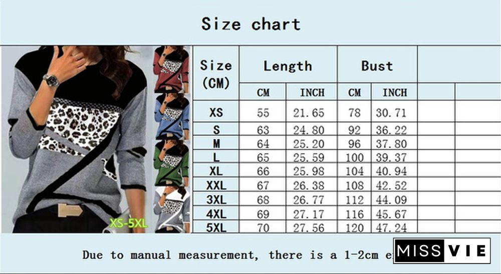 Spring and Autumn New Fashion Women's Printed Long Sleeve Casual Round Neck T-shirt Loose Plus Size Soft and Comfortable Top XS-5XL