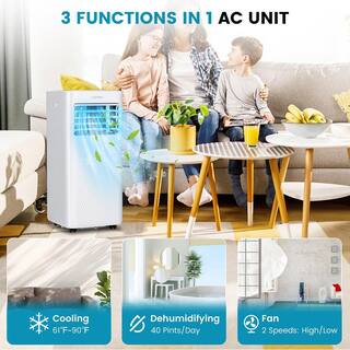 Costway 8000 BTU Portable Air Conditioner 250 Cu. Ft. 4-in-1 AC Unit with Cool Fan Dehum Sleep Mode FP10260US-WH