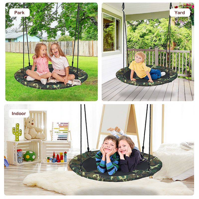 40 Inch Flying Saucer Tree Swing Outdoor Play Set with Adjustable Ropes Gift for Kids