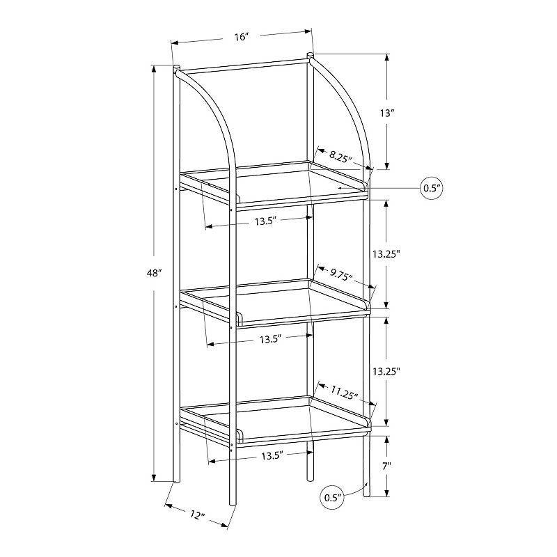 Monarch 3-Shelf Etagere Bookcase