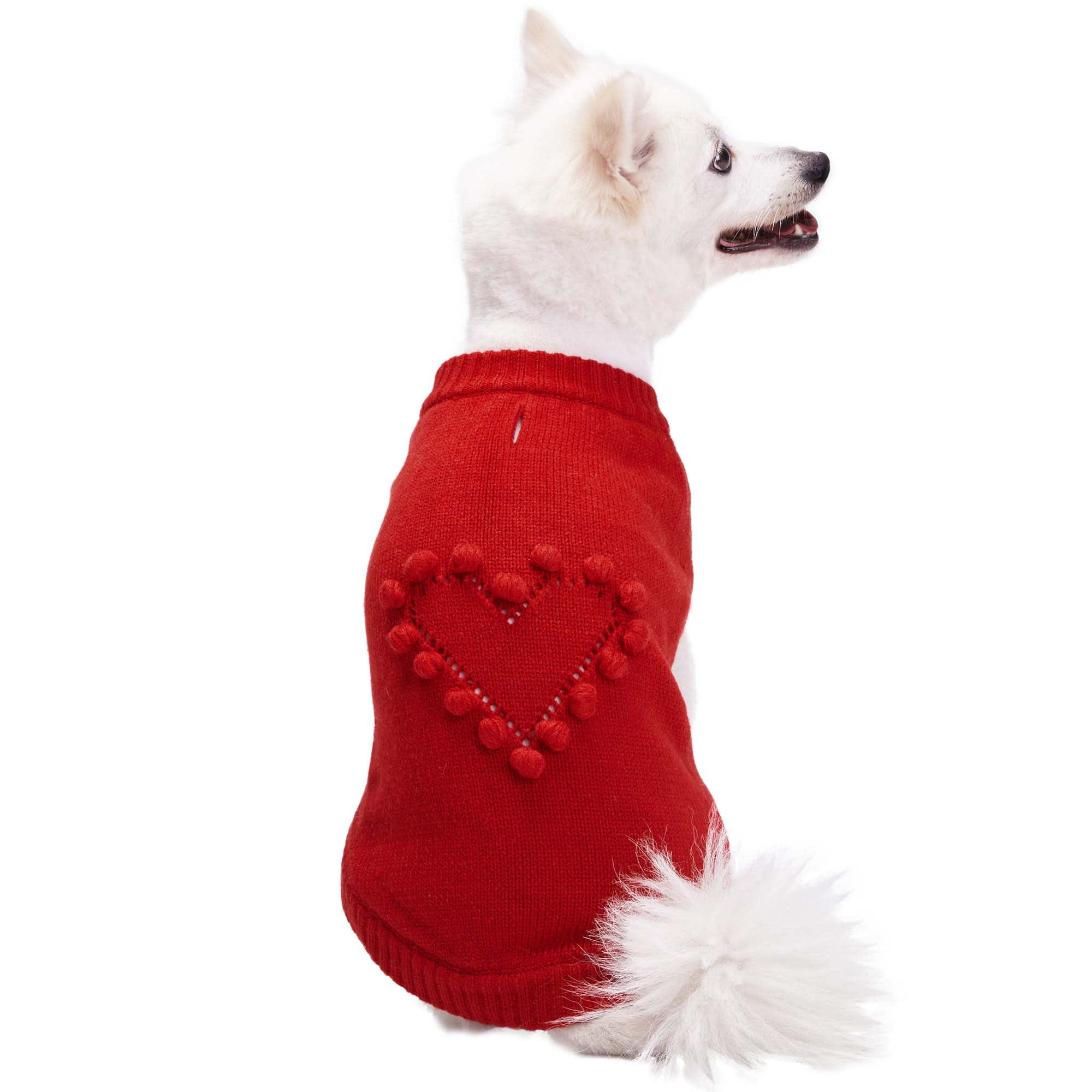 Blueberry Pet Red Heart For Love of Pets Dog Sweater， 3X-Small