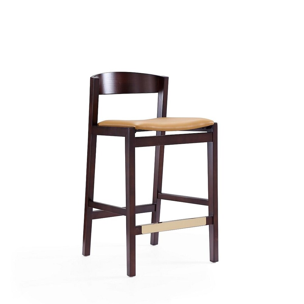 Manhattan Comfort Klismos 36.75 in. Dark Walnut Beech Wood Counter Height Bar Stool