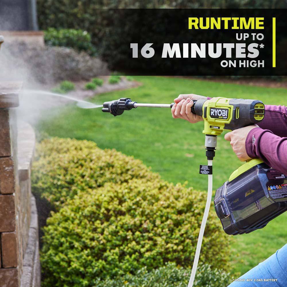 RYOBI 40V HP Brushless EZClean 600 PSI 0.7 GPM Cold Water Electric Power Cleaner (Tool-Only) RY124050