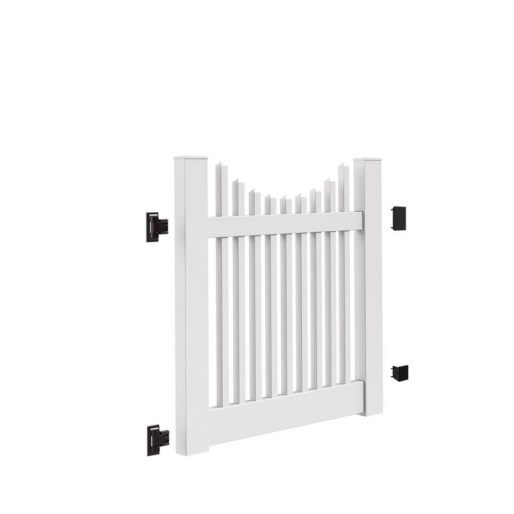 Barrette Outdoor Living Yukon Scallop 4 ft. W x 4 ft. H White Vinyl Un-Assembled Fence Gate 73014749