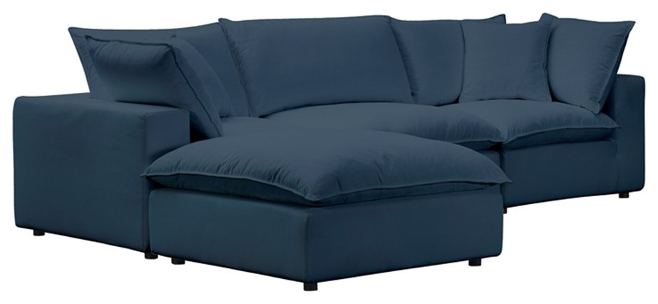 Pemberly Row Modern Navy Modular 4 Piece Upholstered Sectional   Contemporary   Sectional Sofas   by Homesquare  Houzz