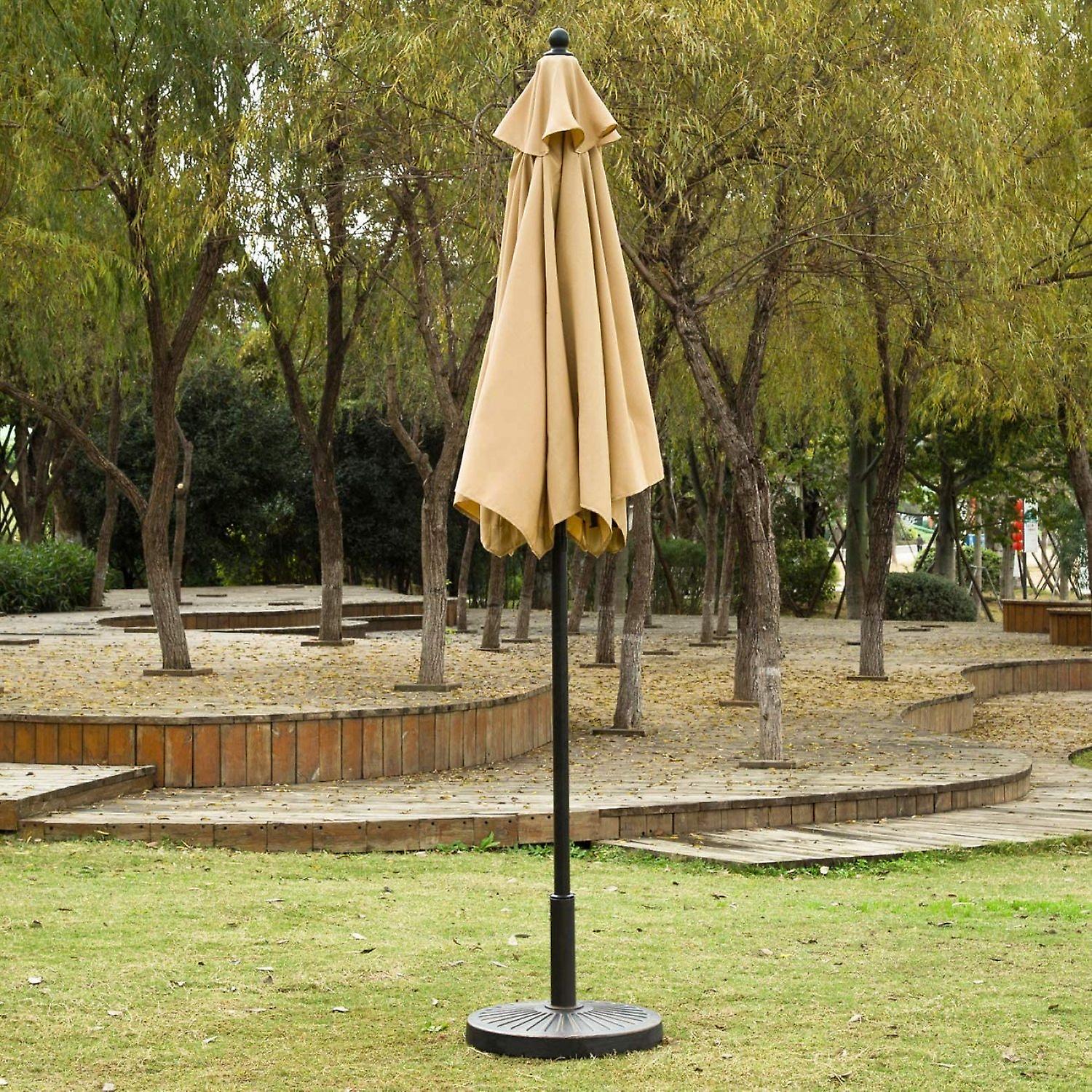 7.5' Patio Umbrella Outdoor Table Market Umbrella With Push Button Tilt/crank， 6 Ribs (tan)