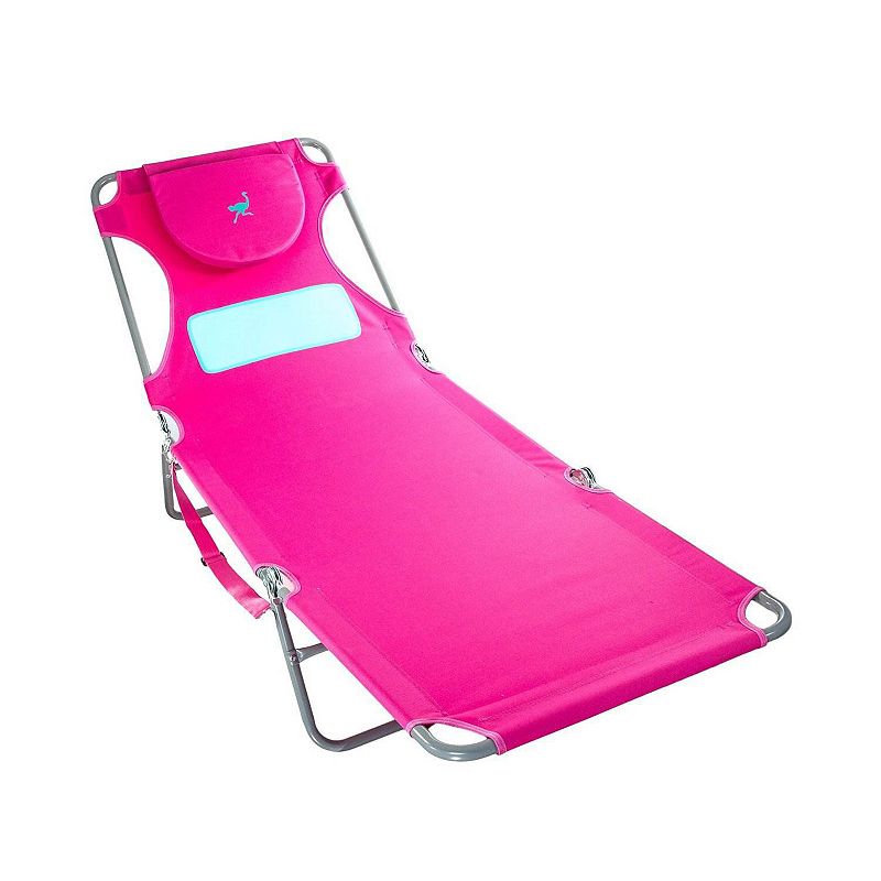 Ostrich Comfort Lounger Face Down Sunbathing Chaise Lounge Beach Chair， Pink