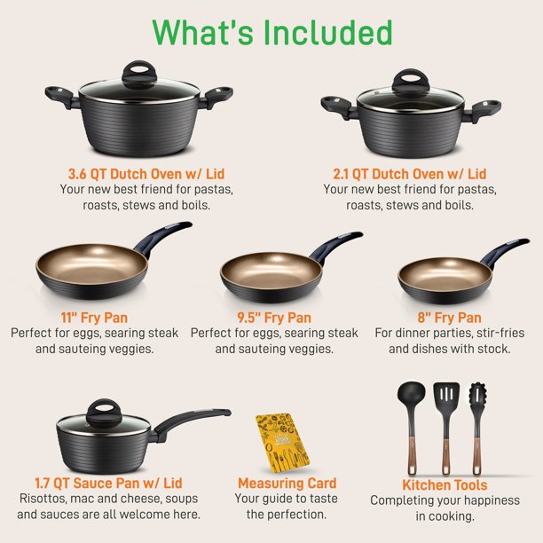 NutriChef Ridge Line Nonstick Kitchen Cookware Pots and Pan， 12 Pieces Set， Gray