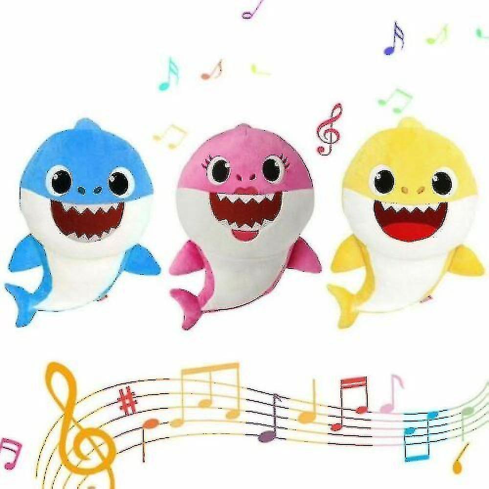 Qian Soft Doll Baby Cartoon Shark Toy With Music Singing English Songs Gift Children Girl-pink