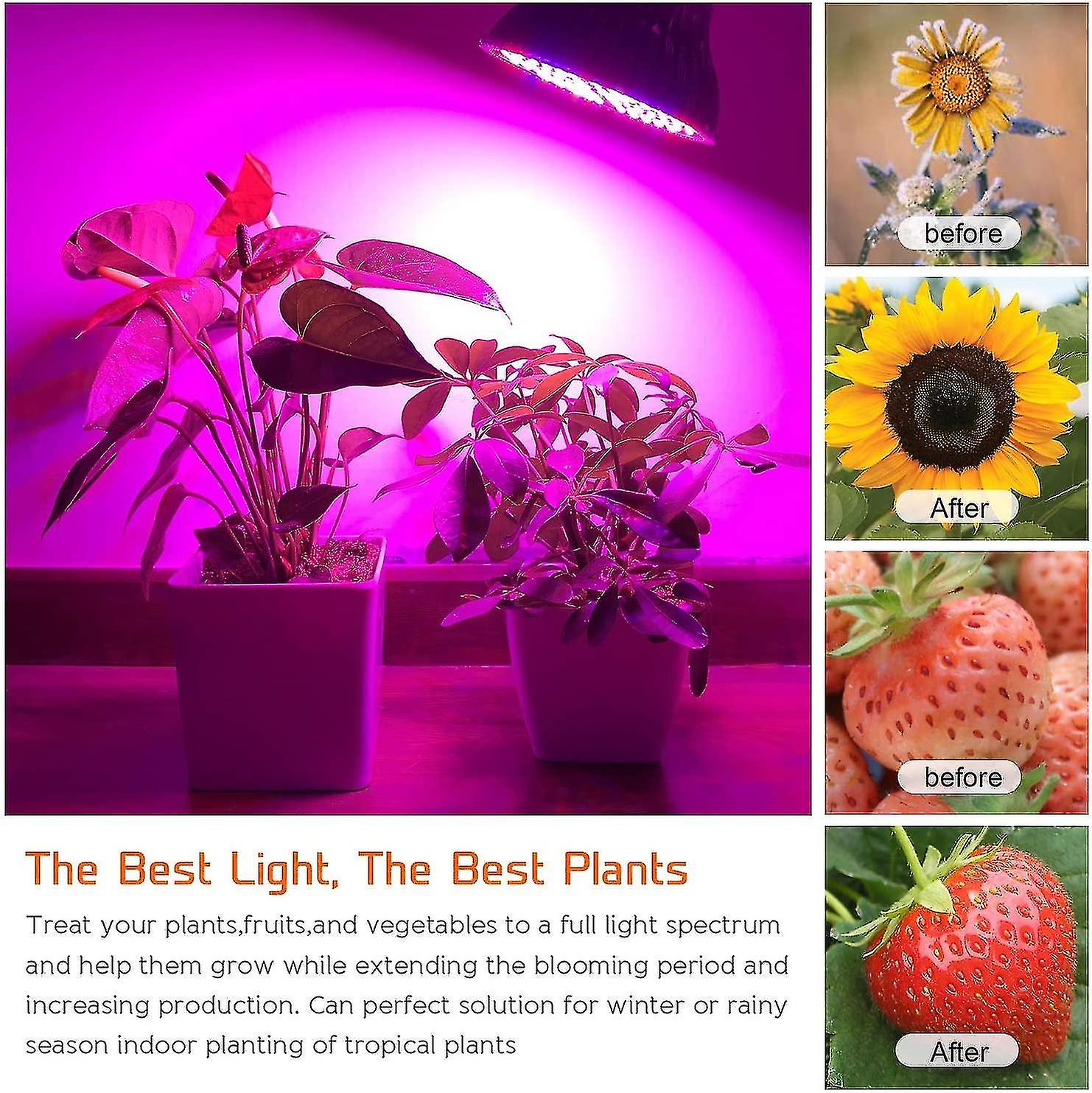 [4 Pieces] Led Grow Light 10w E27 Grow Light， Full Spectrum Grow Light Grow Light， Object Light， Garden Greenhouse