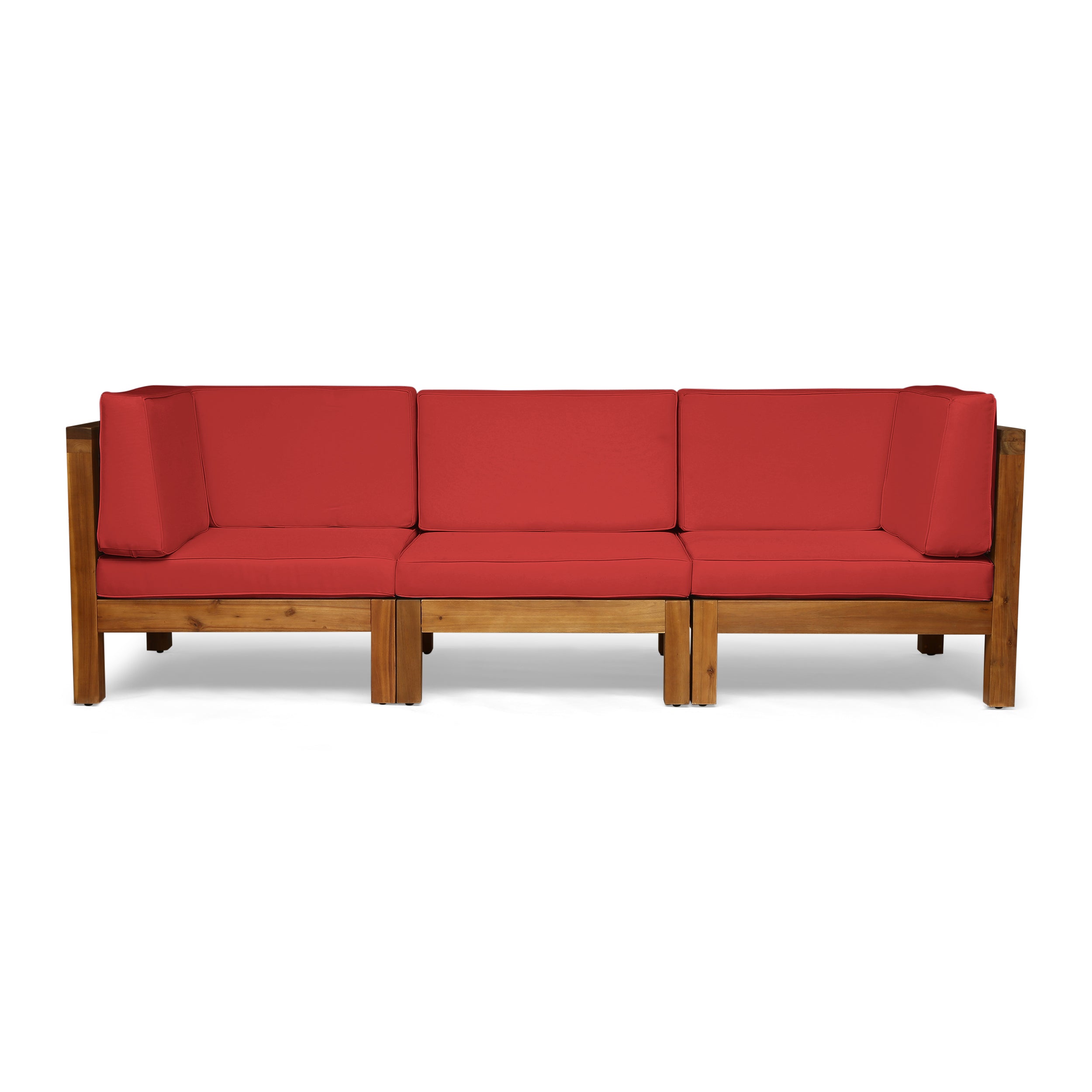 Brava Outdoor Modular Acacia Wood Sofa with Cushions