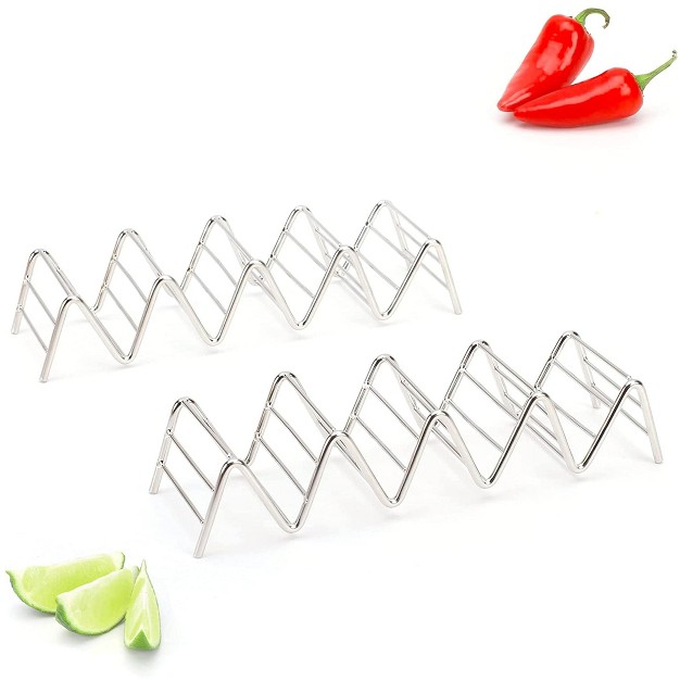 2 Lb Depot Stainless Steel Stackable Taco Holders Holds 4 Or 5 Hard Or Soft Tacos Set Of 2