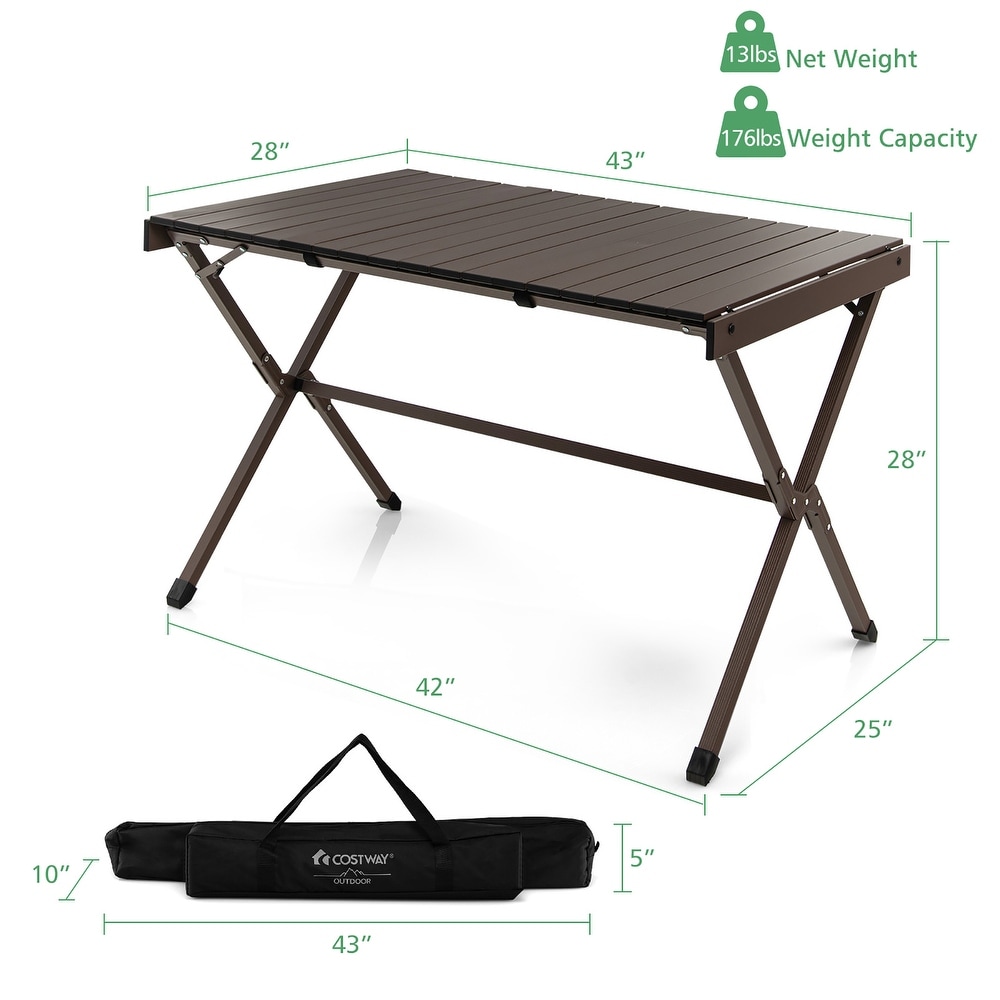 Costway 4 6 Person Portable Aluminum Camping Table Lightweight Roll Up   See Details