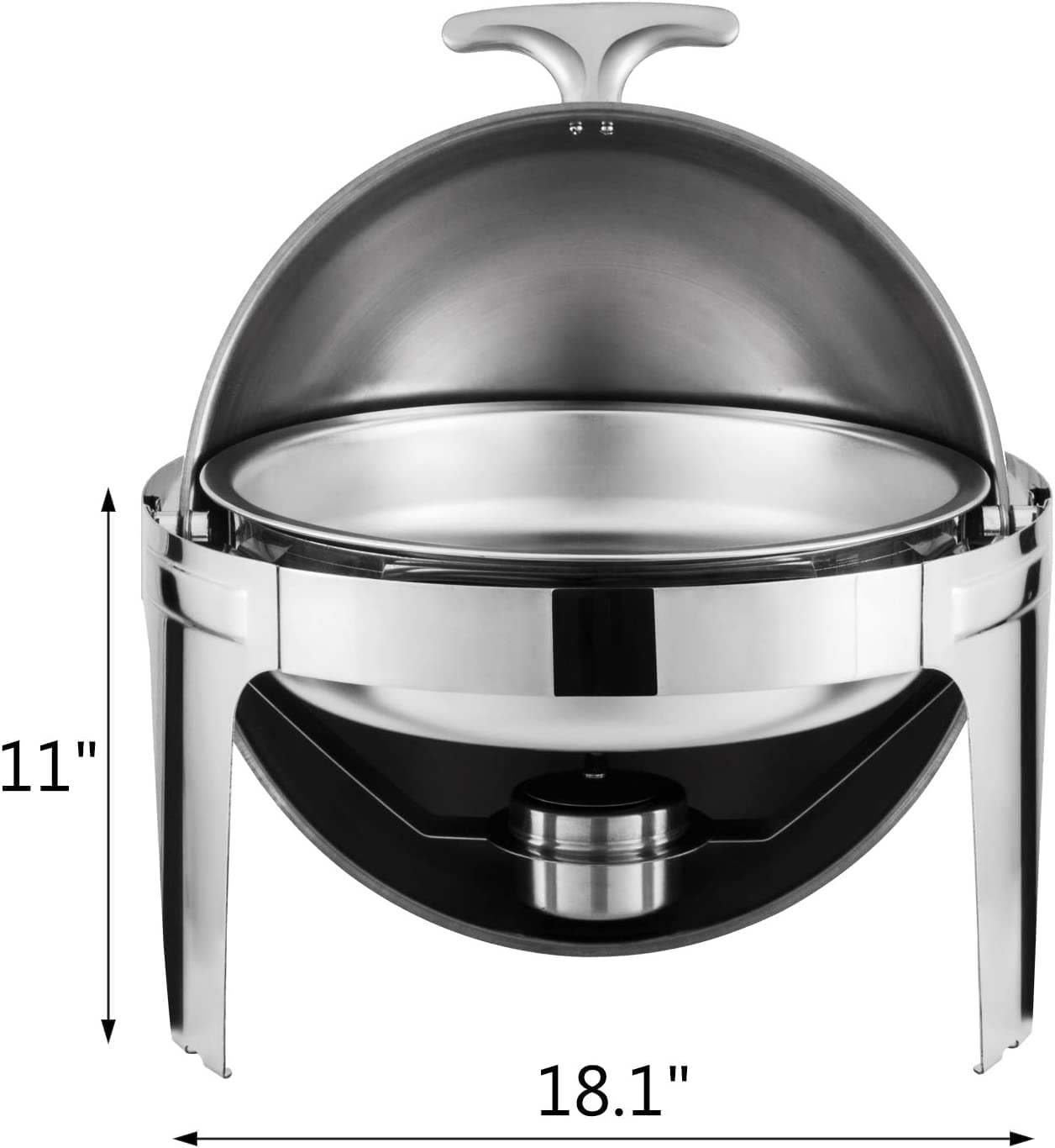 VEVOR 2 Packs Stainless Steel Chafing Dish 6 Quart Round Chafer Roll Top Chafer for Catering Buffet Warmer Set with Pans and Fuel Holders