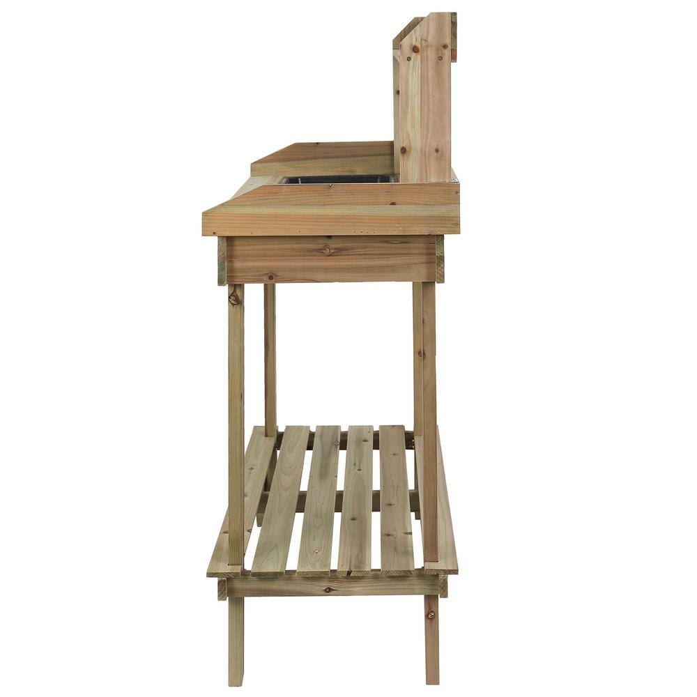 LuxenHome Mobile Wood Potting Bench WHOF1187