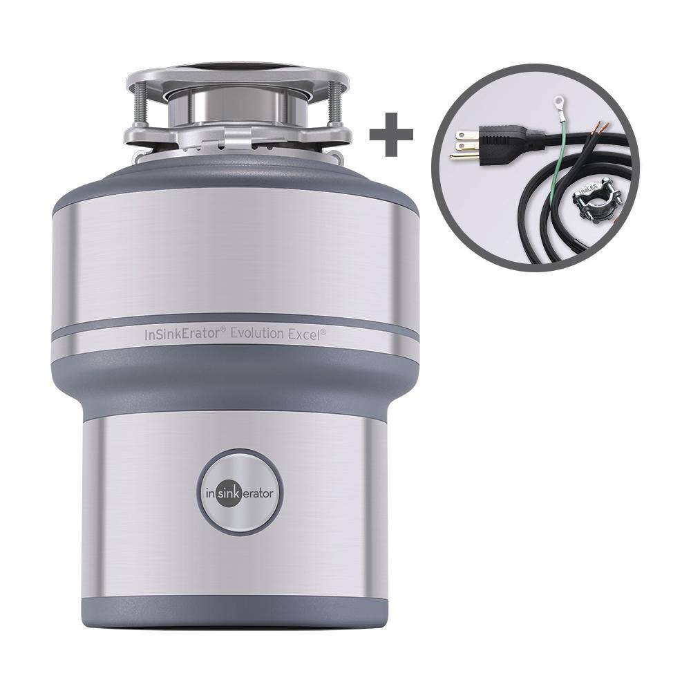 InSinkErator Evolution Excel Lift  Latch Quiet Series 1 HP Continuous Feed Garbage Disposal with Power Cord Kit Excel wCRD-00