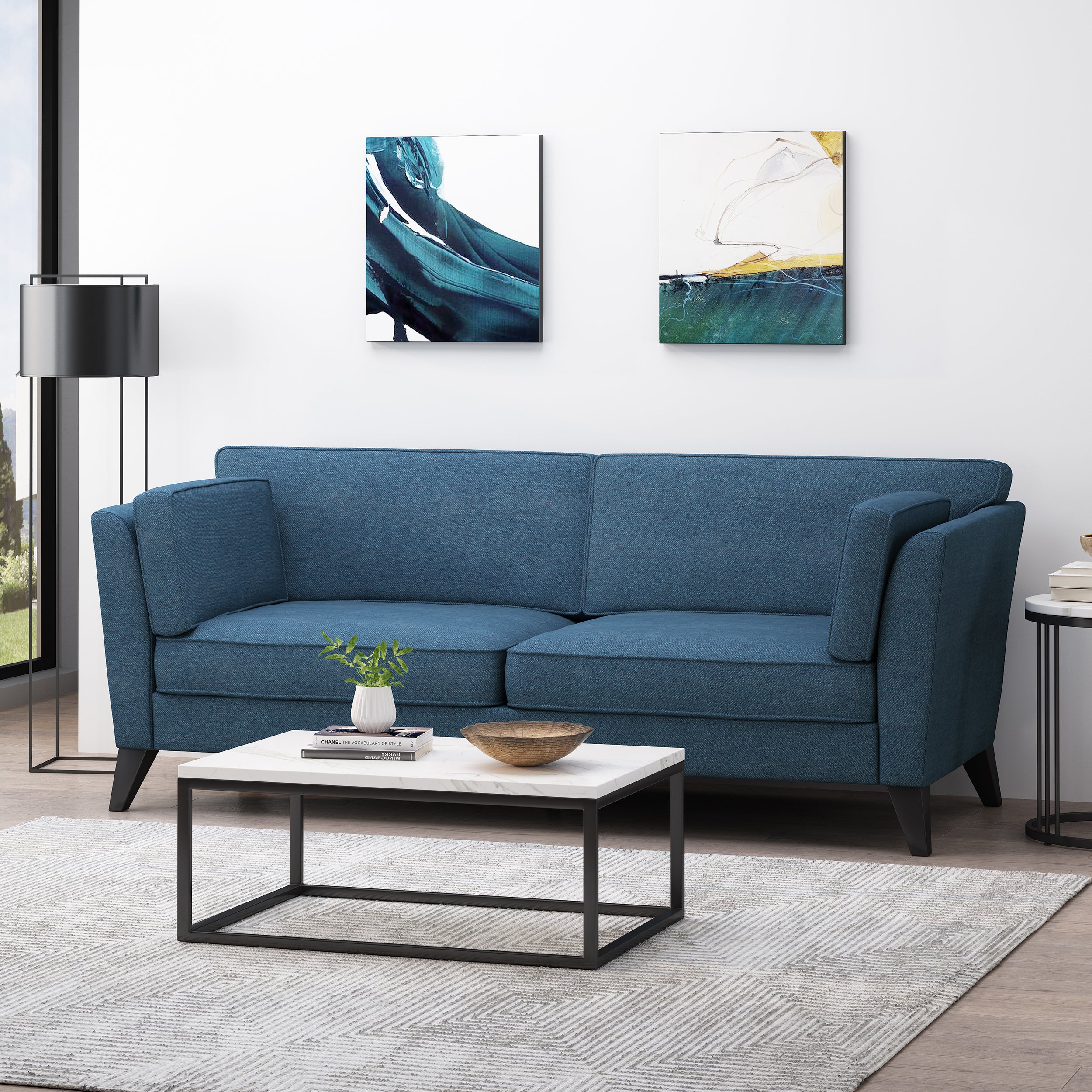 Sabirin Contemporary 3 Seater Fabric Sofa