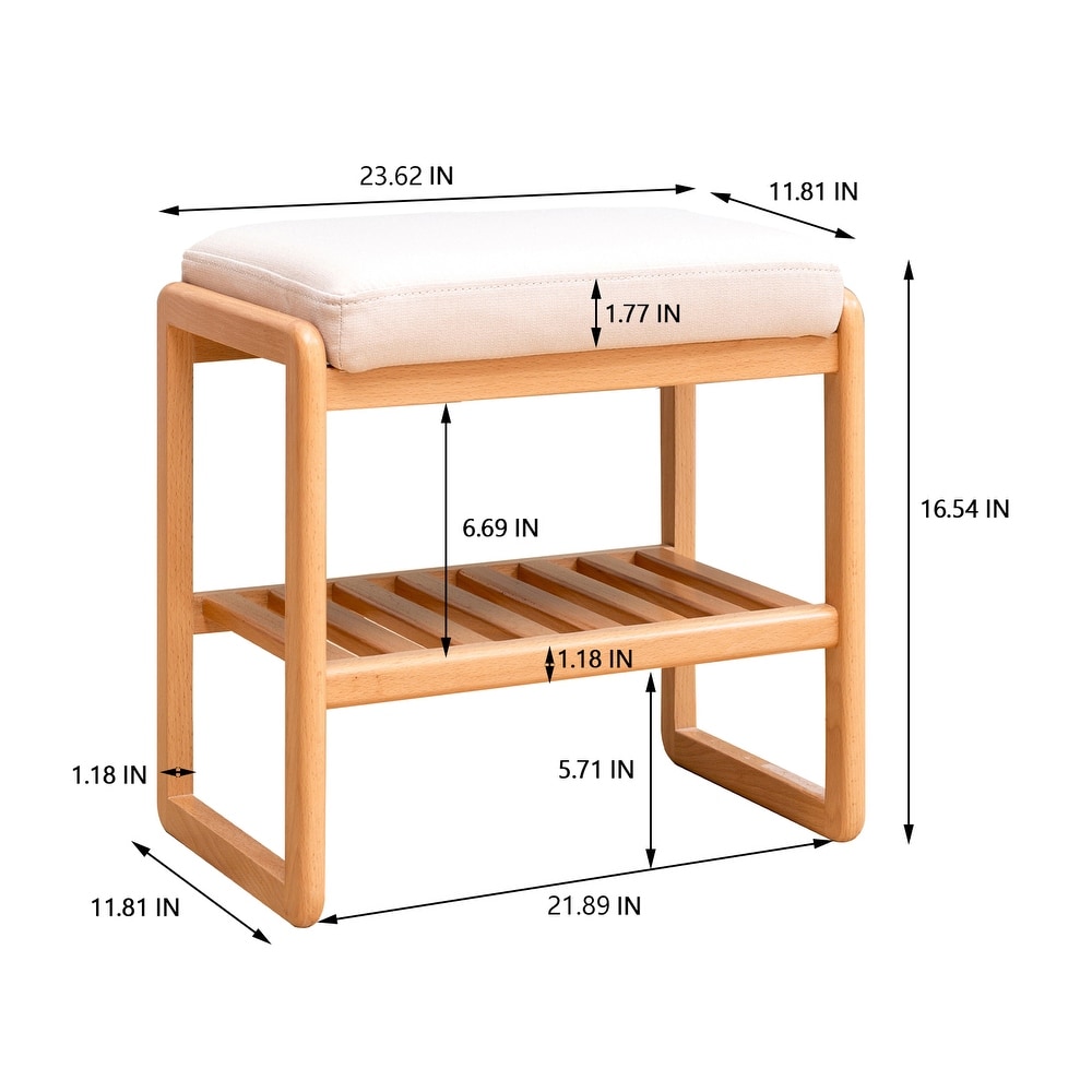 Natural Solid Wood Shoe Bench