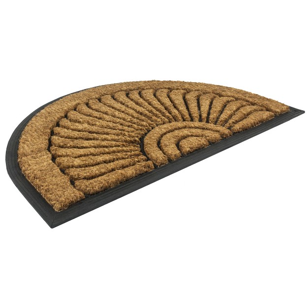 X 2 x27 5 quot Shell Half circle Indoor outdoor Recycled Rubber coir Doormat Natural black Entryways