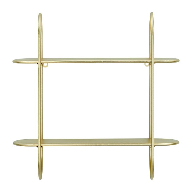 2 Tier Warm Metal Hanging Bracket Wall Mounted Shelf Gold Danya B