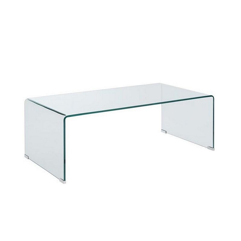 Contemporary Style Minimal Clear Glass Coffee Table， Clear