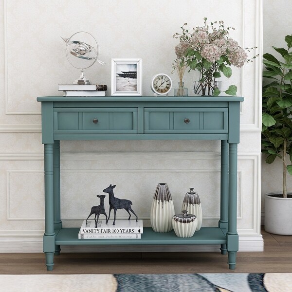 Nestfair Console Table with Drawers and Bottom Shelf