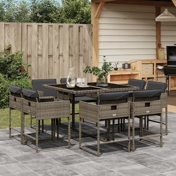 vidaX Patio Dining Set with Cushions Poly Rattan