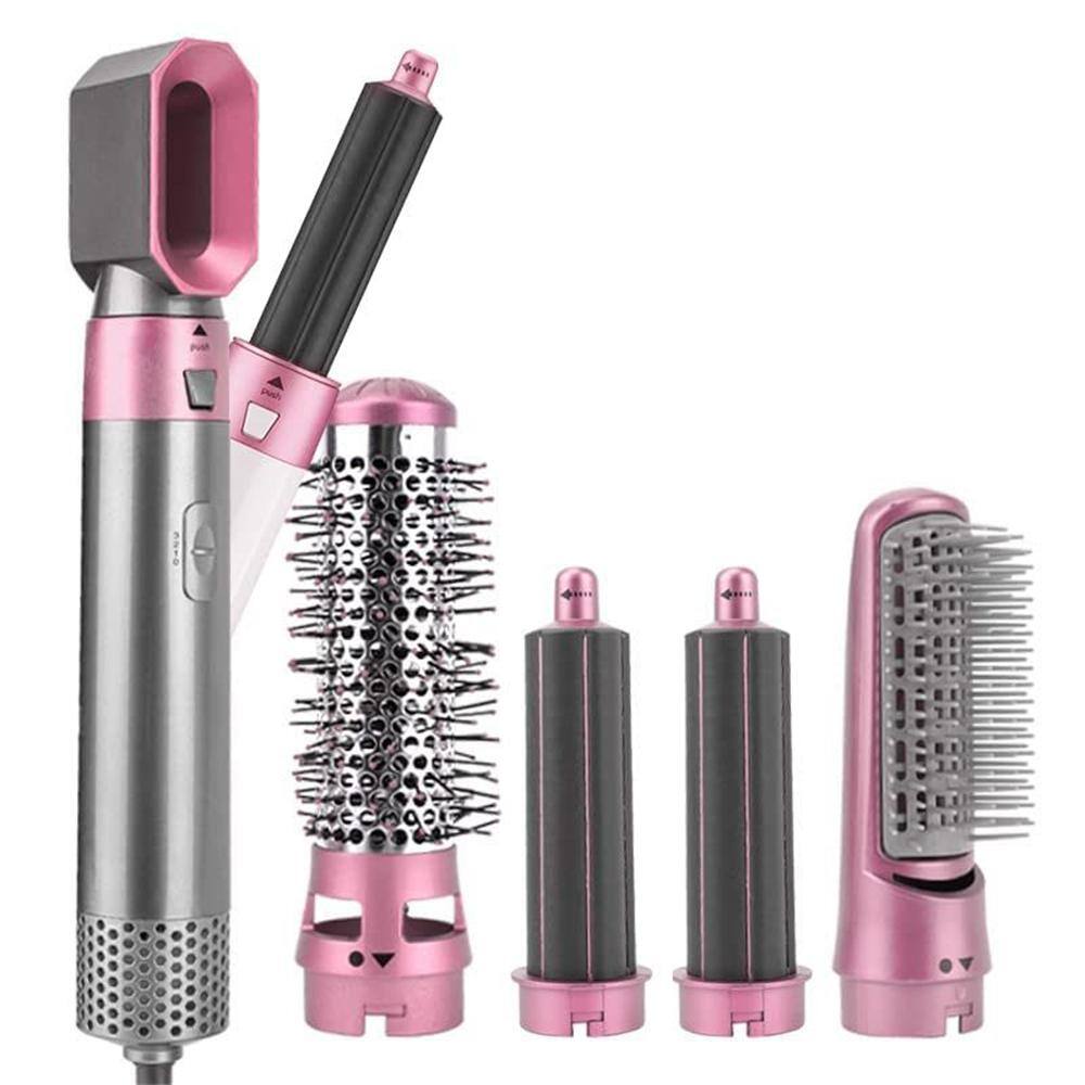 Aoibox 5-in-1 Curling Wand Hair Dryer Set Professional Hair Curling Iron for Multiple Hair Types and Styles Pink HDDB1116