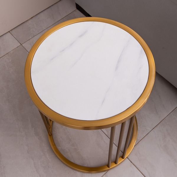 Round Side/End table with Golden Stainless Steel Frame