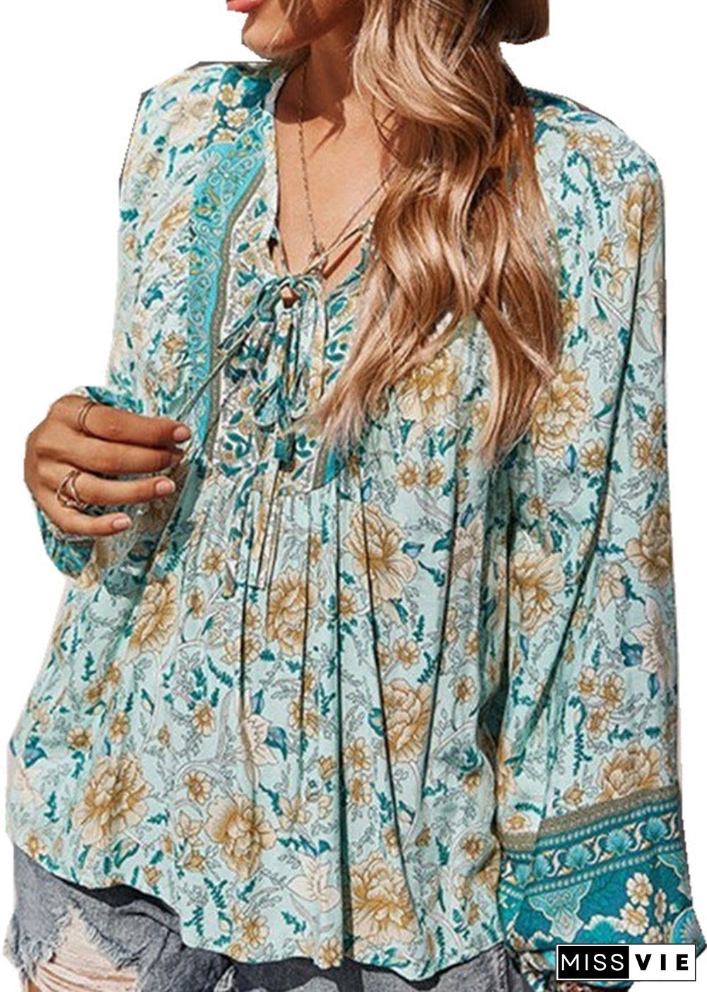 Pullover Print Loose Casual Long Sleeve Blouses