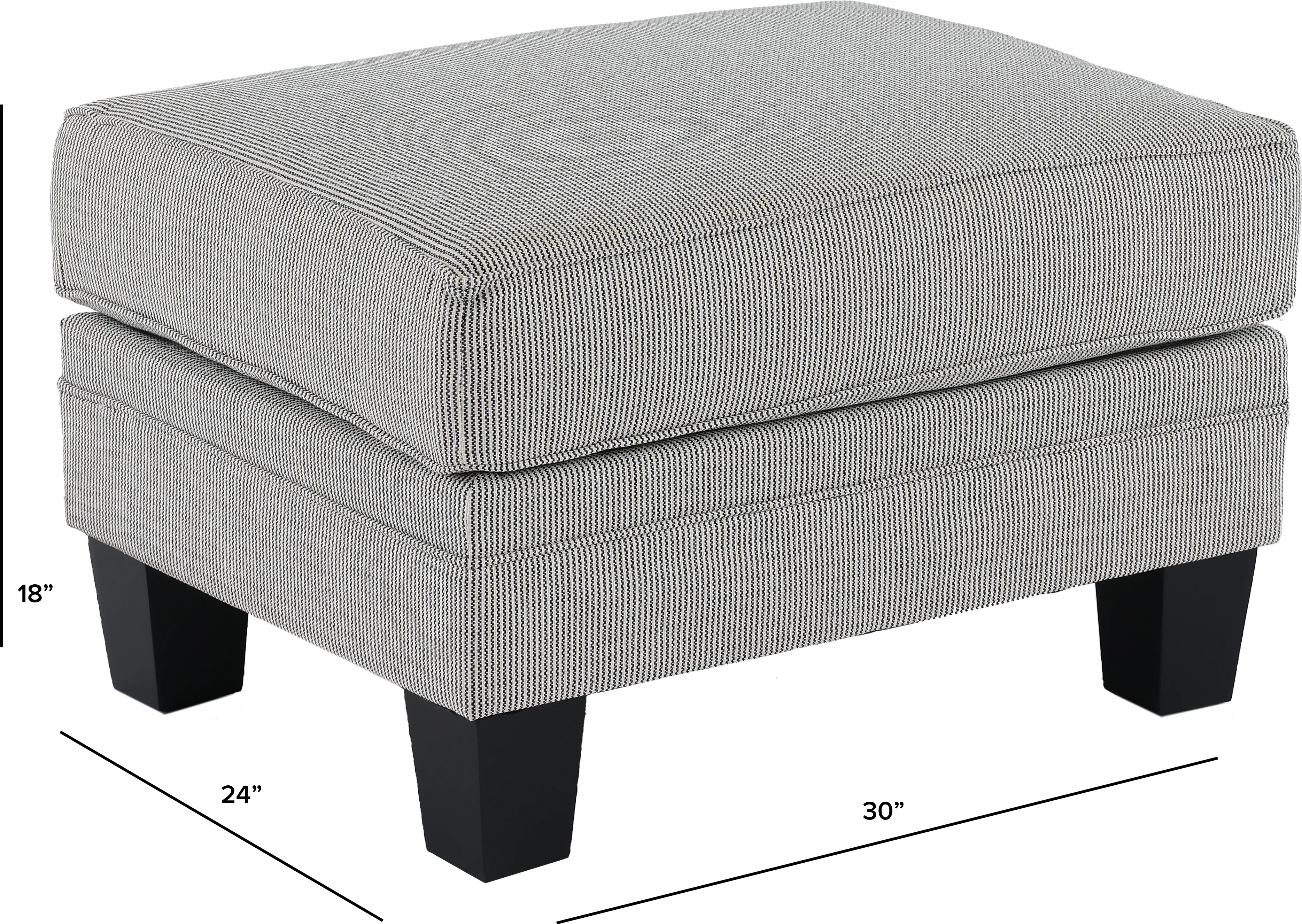 Santa Barbara Blue and Cream Striped Ottoman