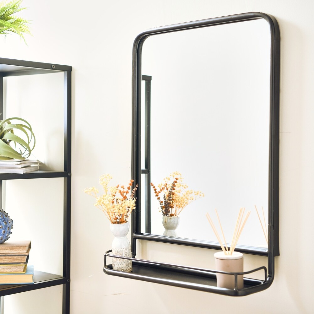 Metal Framed Wall Mirror with Shelf