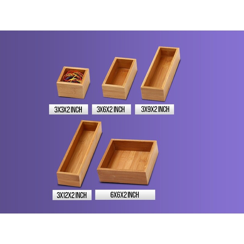 YBM Home   Kitchen Bamboo 14 inch Long x 10 inch Wide x 2 inch High Drawer Organizer Box