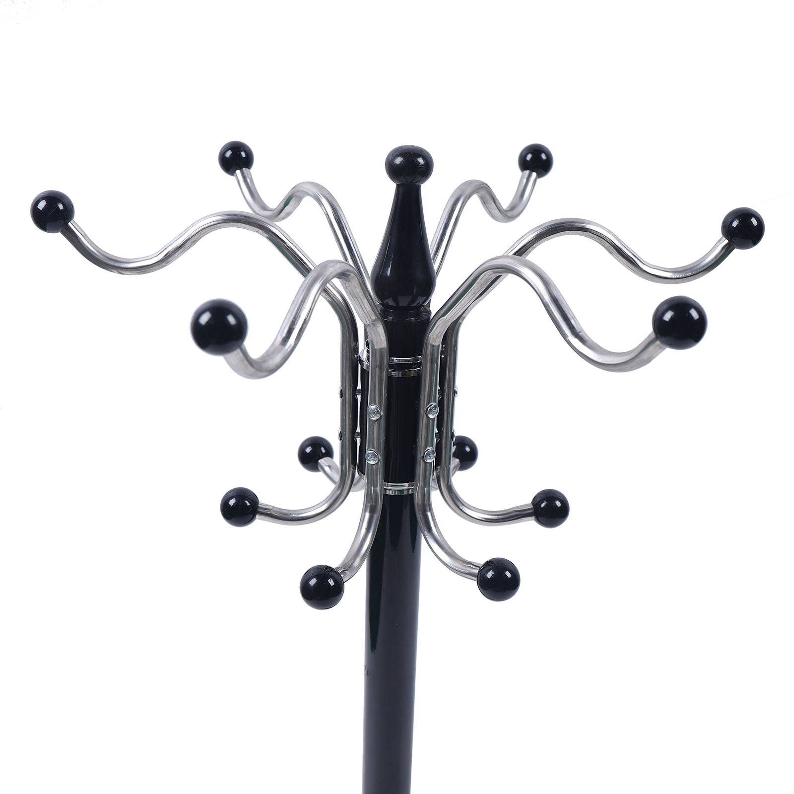 Wuzstar 16 Hooks Metal Coat Rack Floor Standing Tree Shape Bag Hanger Umbrella Holder with Mar-ble Base(Black)