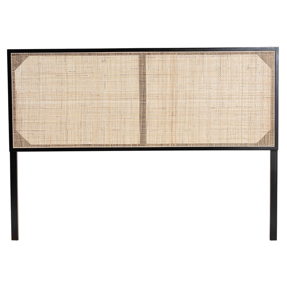 bali   pari Aurelia Modern Bohemian Bayur Wood and Natural Rattan Headboard