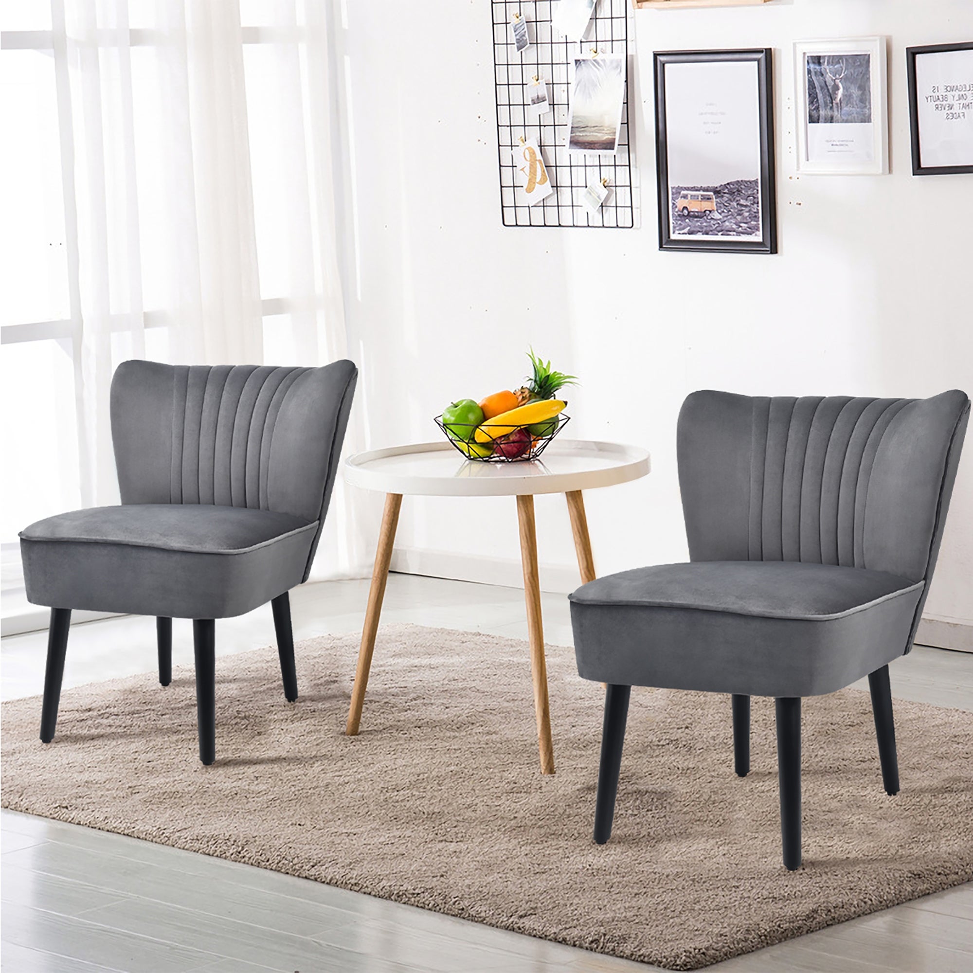 Set of 2 Accent Chair Upholstered Modern Leisure Sofa Chair