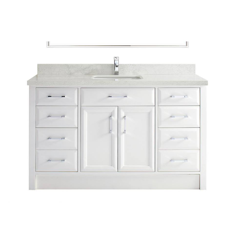 Studio Bathe Calais 60 in. Vanity in White with Solid Surface Vanity Top CALAIS 60 WH-SSC