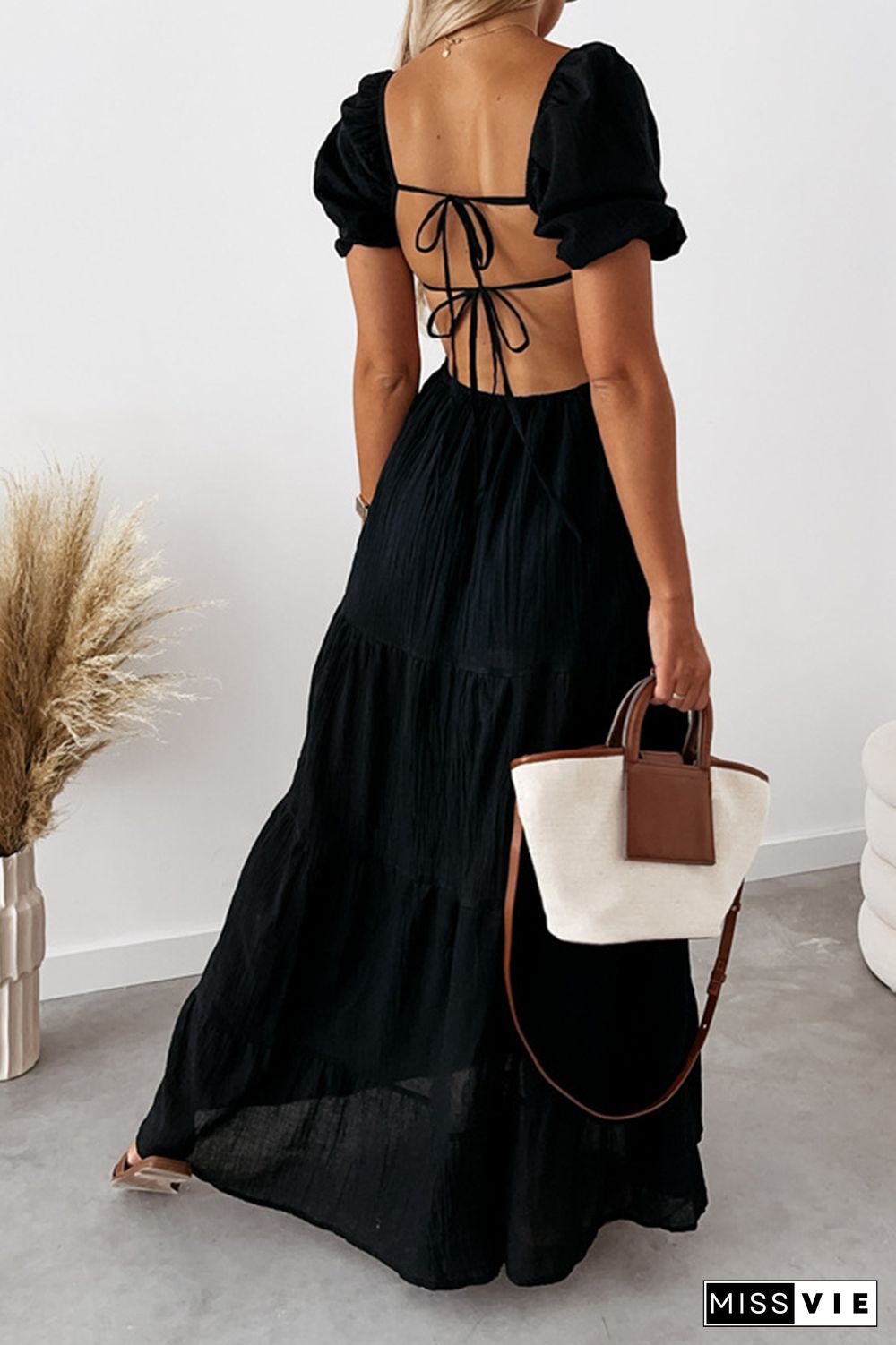 Casual Solid Frenulum Backless Strapless Cake Skirt Dresses