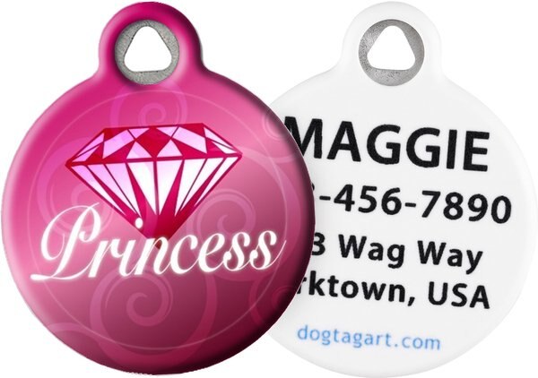 Dog Tag Art Diamond Princess Personalized Dog and Cat ID Tag