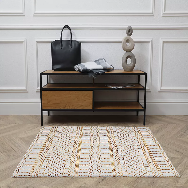 Linon Motif Faux Rabbit Rug Minear