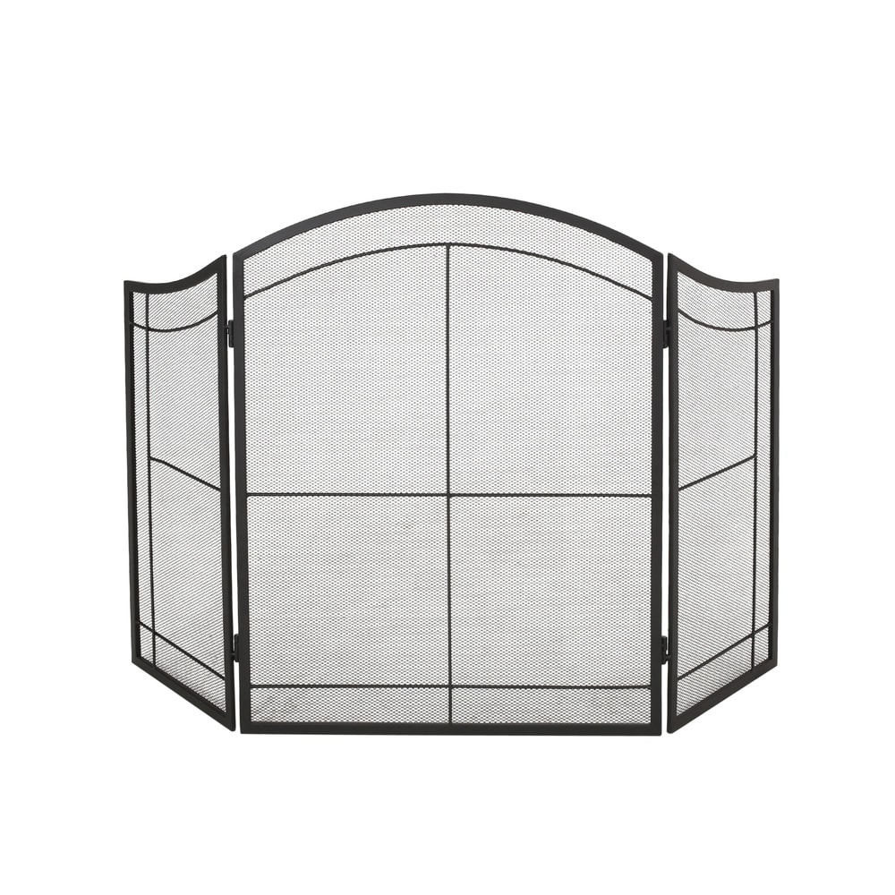 Belton Modern Iron Folding Fireplace Screen by Christopher Knight Home