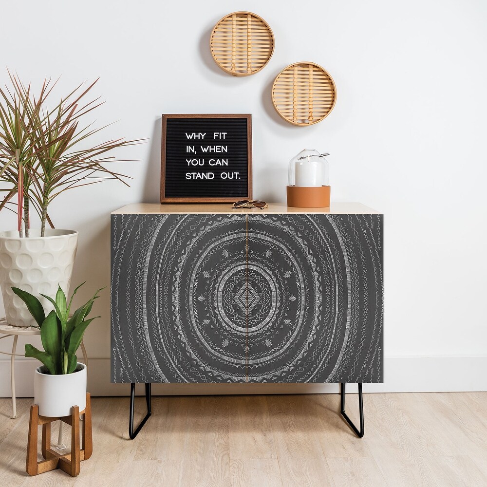 Deny Designs Grey Mandala Credenza Cabinet