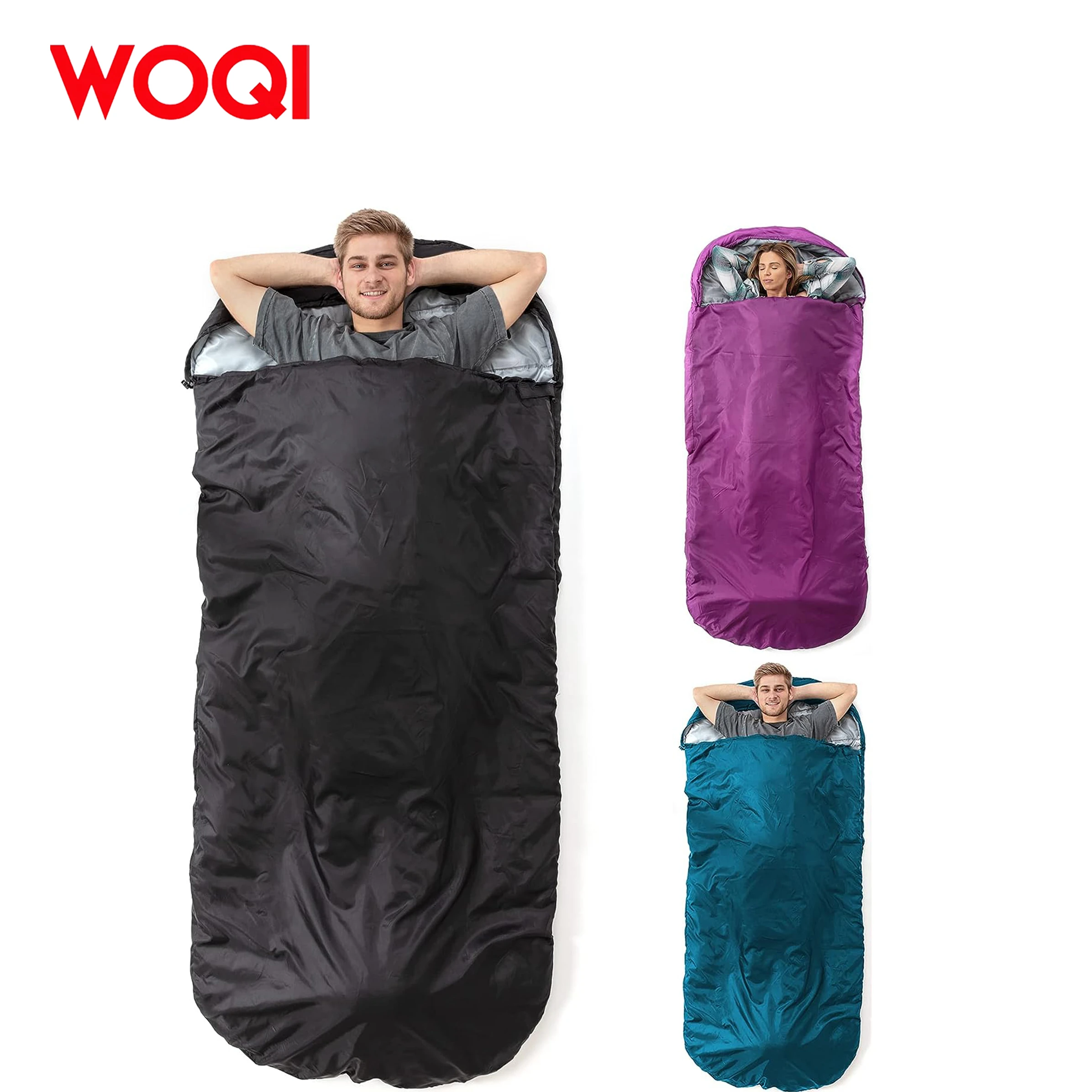 WOQI adult lightweight two season sleeping bag  suitable for camping  hiking  and backpacking